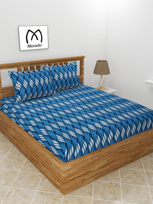 MORADO 210 TC Fleece Double Printed Flat Bedsheet(Pack of 1, Blue)