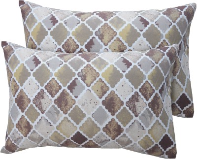 Huesland Geometric Pillows Cover(Pack of 2, 43 cm*68 cm, Brown, Beige, Grey)