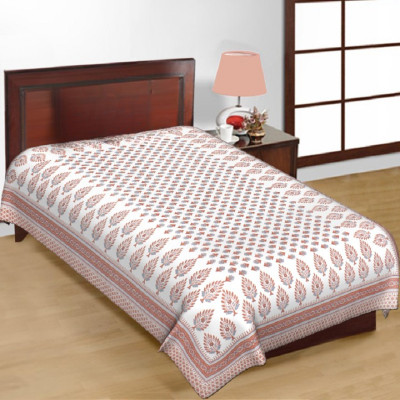 E ELMA 144 TC Cotton Single Jaipuri Prints Flat Bedsheet(Pack of 1, Maroon)