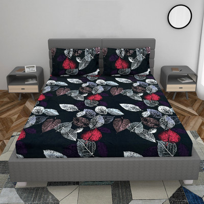 Home Garage Cotton King Fitted (Elastic) 210 TC 3D Printed Bedsheet(Pack of 1, Multicolor-1)