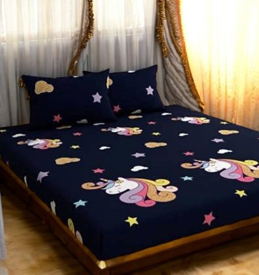 Zivias 220 TC Cotton King Cartoon Flat Bedsheet(Pack of 1, Blue)