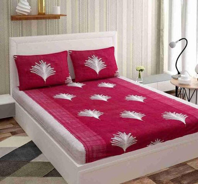 CLOVIS KRAFTS 240 TC Microfiber King Printed Fitted (Elastic) Bedsheet(Pack of 1, Red)