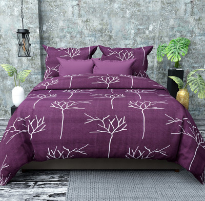OICHY 250 TC Microfiber Double Printed Flat Bedsheet(Pack of 1, Dark wine)