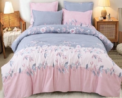 Laying Style 350 TC Cotton Double Floral Flat Bedsheet(Pack of 1, Glace Cotton Printed Flat Double Bedsheet, 90 X 100 Inches with 2 Pillow Cover-1)