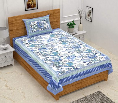 EasyGoods 240 TC Cotton Single Jaipuri Prints Flat Bedsheet(Pack of 1, Multicolor54)