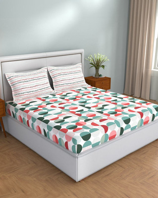STELLAR HOME Cotton Double Flat 104 TC Printed Bedsheet(Pack of 1, Red)