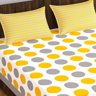 Indian Royal Fashion Cotton Double Flat 144 TC Printed Bedsheet(Pack of 1, Grey)