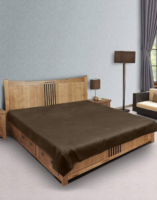 SHAVIN 210 TC Polyester Double Self Design Flat Bedsheet(Pack of 1, COFFEE)
