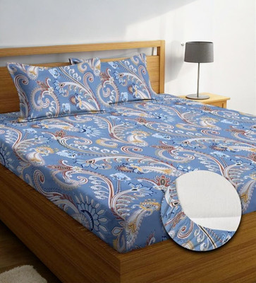 CREATURE 454 TC Cotton Double Printed Fitted (Elastic) Bedsheet(Pack of 1, Multicolor fitted 5)