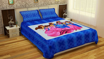RS ENTERPRISES 120 TC Cotton Double Printed Flat Bedsheet(Pack of 1, Maroon)