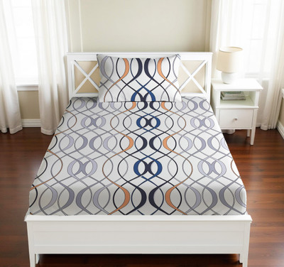 Vishal international Cotton Single Flat 220 TC Striped Bedsheet(Pack of 1, White Lining)