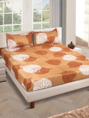 ROMEE 144 TC Microfiber Queen Self Design Flat Bedsheet(Pack of 1, Brown)