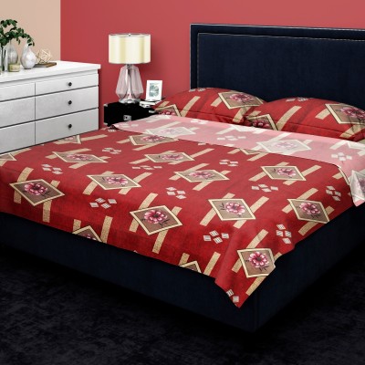 silvergold 144 TC Polycotton Double Printed Flat Bedsheet(Pack of 1, Red)