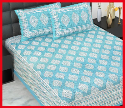 JAIPUR PRINTS Cotton Double Flat 230 TC Jaipuri Prints Bedsheet(Pack of 1, Grey)