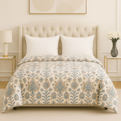 ELEGANT WEAVERS Microfiber Double Flat 144 TC Printed Bedsheet(Pack of 1, Teal)