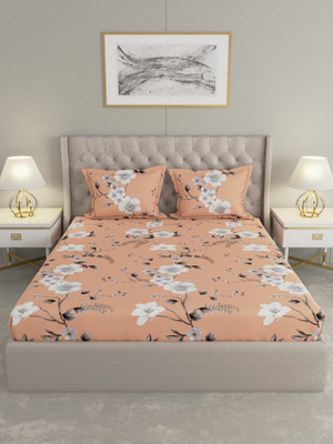 Raymond Home Microfiber Double Flat 100 TC Floral Bedsheet(Pack of 1, Beige)