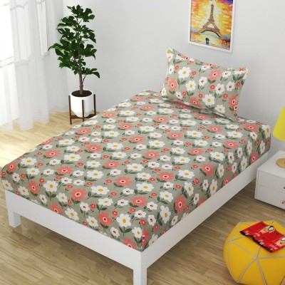 OPTICA WEAVES 144 TC Polyester Single Floral Flat Bedsheet(Pack of 1, Multicolor)