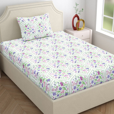 Dreamscape Cotton Single Flat 140 TC Floral Bedsheet(Pack of 1, Orchid Bloom)