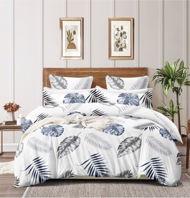 24x7 Home Store 180 TC Polycotton King Printed Fitted (Elastic) Bedsheet(Pack of 1, White, Black)