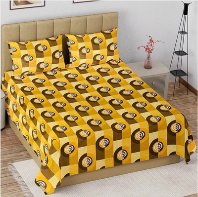 CARLTON LONDON Cotton Queen Flat 144 TC Geometric Bedsheet(Pack of 1, Multicolor6)