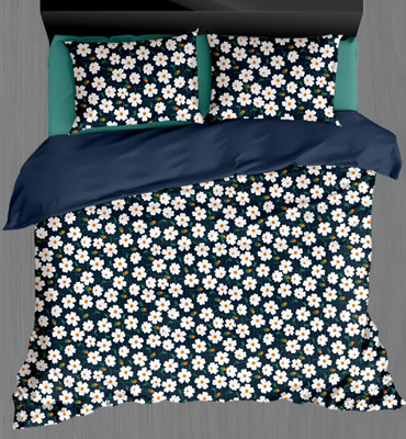ELIZA KRAFTS Microfiber Double Flat 160 TC Floral Bedsheet(Pack of 1, White-Flowers)
