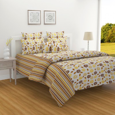 SWAYAM 160 TC Cotton King Floral Fitted (Elastic) Bedsheet(Pack of 1, Yellow)