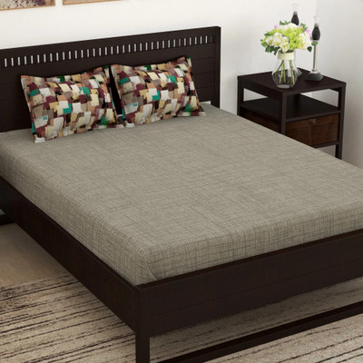 Story@home 152 TC Cotton Double Printed Flat Bedsheet(Pack of 1, Mud Brown)