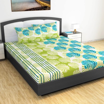 Divine Casa 144 TC Cotton King Geometric Flat Bedsheet(Pack of 1, Acid Lime)