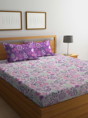 Bombay Dyeing 104 TC Cotton Double Abstract Flat Bedsheet(Pack of 1, Purple)