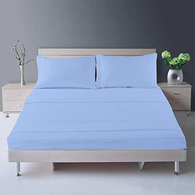 Bhumi Impex Cotton Single Flat 400 TC Solid Bedsheet(Pack of 1, Light Blue)