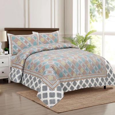 JAIPUR FABRIC 240 TC Cotton Double Printed Flat Bedsheet(Pack of 1, Grey)