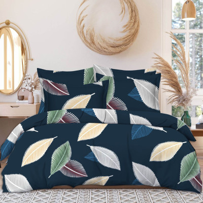 Skytex Polycotton Double Flat 140 TC 3D Printed Bedsheet(Pack of 1, Green)