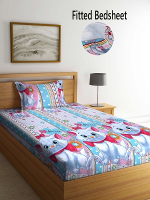 Fabinaliv 210 TC Polycotton Single Cartoon Fitted (Elastic) Bedsheet(Pack of 1, Multicolor)