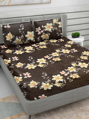 RRC 300 TC Woolen Double Printed Flat Bedsheet(Pack of 1, Blue)
