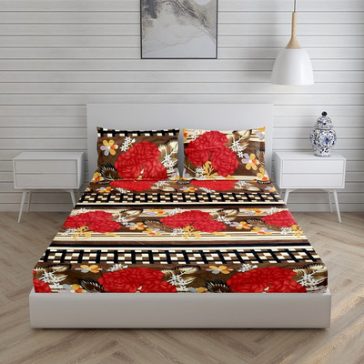 PROZONE 144 TC Polycotton Double Printed Flat Bedsheet(Pack of 1, Design 14)
