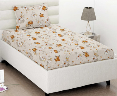 VAS COLLECTIONS 160 TC Cotton Single Printed Flat Bedsheet(Pack of 1, Off White-1)