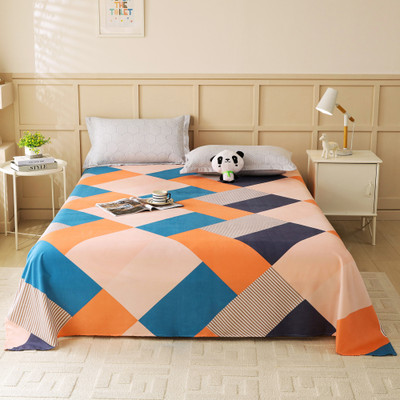 Story@home 180 TC Microfiber Double Printed Flat Bedsheet(Pack of 1, Peach)