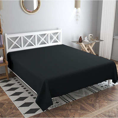 BELVOSTUM Microfiber Double Flat 180 TC Solid Bedsheet(Pack of 1, Black)