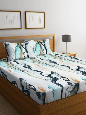 Apala 280 TC Microfiber Double, King Abstract Flat Bedsheet(Pack of 1, Multicolor)