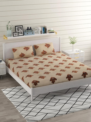 VEERA DECORS Cotton Double Flat 210 TC Printed Bedsheet(Pack of 1, Multicolor)