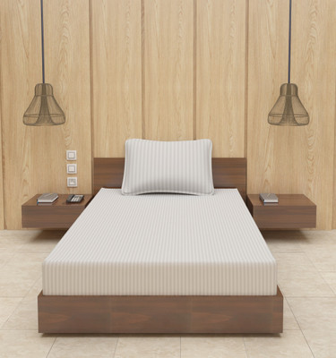 Optra 300 TC Microfiber Single Striped Flat Bedsheet(Pack of 1, Grey)