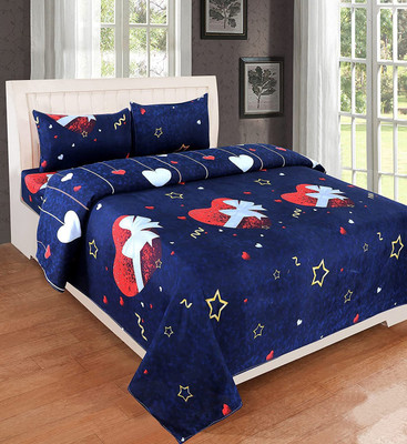 Decent Home 160 TC Microfiber Double Abstract Flat Bedsheet(Pack of 1, Blue)