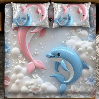 Panipat Textile Hub Cotton King Flat 300 TC Cartoon Bedsheet(Pack of 1, Multicolor-06)