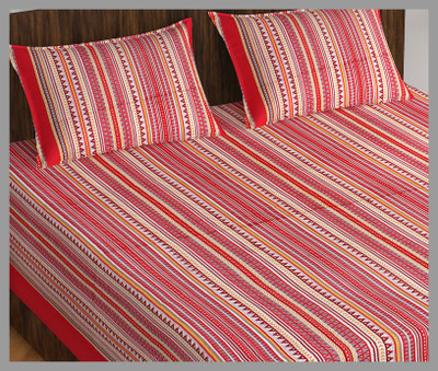 JAIPUR PRINTS 144 TC Cotton Double Jaipuri Prints Flat Bedsheet(Pack of 1, Red)