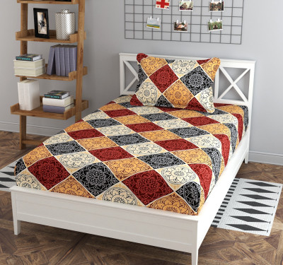 OLDENNA 180 TC Microfiber Single Printed Flat Bedsheet(Pack of 1, Red)