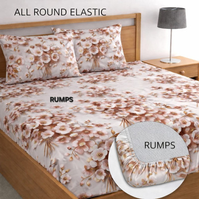 Rumps Cotton, Microfiber Double Fitted (Elastic) 350 TC Self Design 1 Bedsheet(Pink, 7d bedsheet)