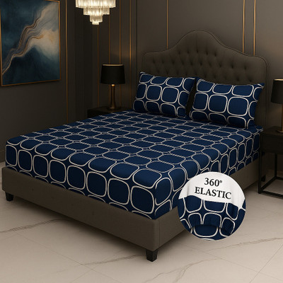 THANESH Microfiber King Fitted (Elastic) 210 TC Floral Bedsheet(Pack of 1, Multicolor51)