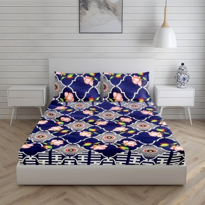 PROZONE 144 TC Polycotton Double Printed Flat Bedsheet(Pack of 1, Design 2)