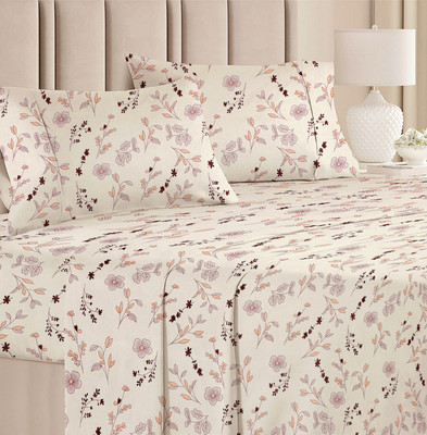 Flipkart SmartBuy Cotton Double Flat 220 TC Floral Bedsheet(Pack of 1, Light White)