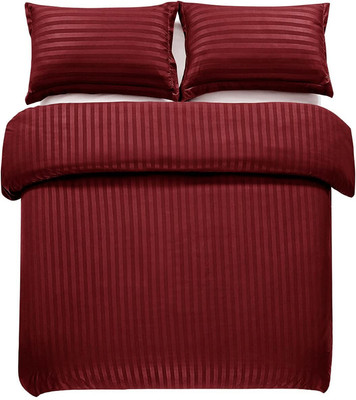 Archistylo Cotton Double Flat 200 TC Striped Bedsheet(Pack of 1, Maroon)